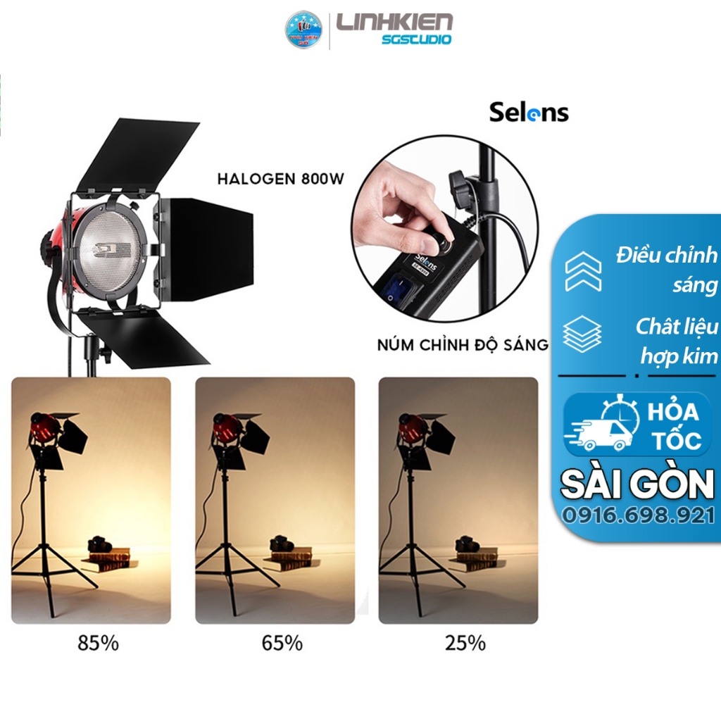 Bóng Đèn Hỗ Trợ Ánh Sáng Vàng Chụp Ảnh Studio Selens 800w Độ Sáng 3200K Chỉnh Sáng