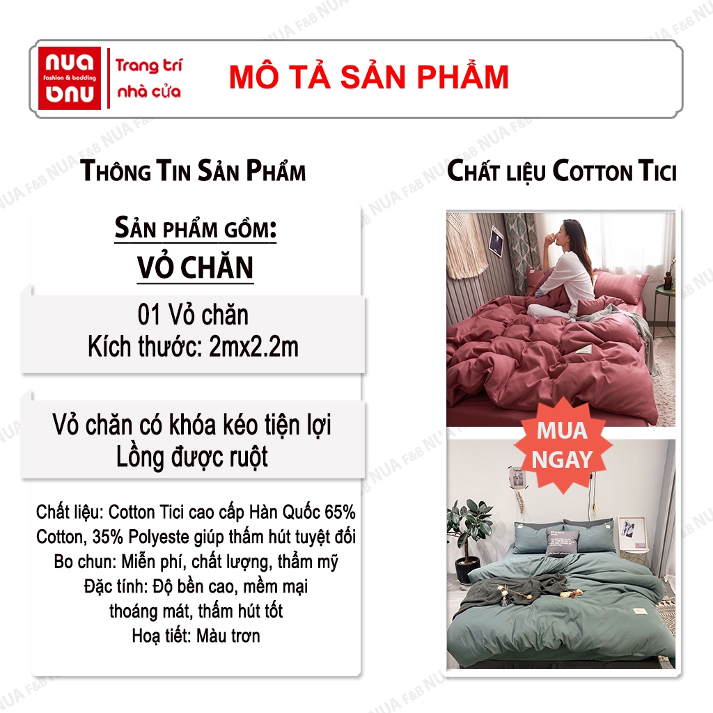 Vỏ Chăn Mền Cotton Tici Kích Thước 2mx2m2 Lồng Được Mọi Loại Ruột Chăn , Có Dây Buộc 4 Góc Cố Định