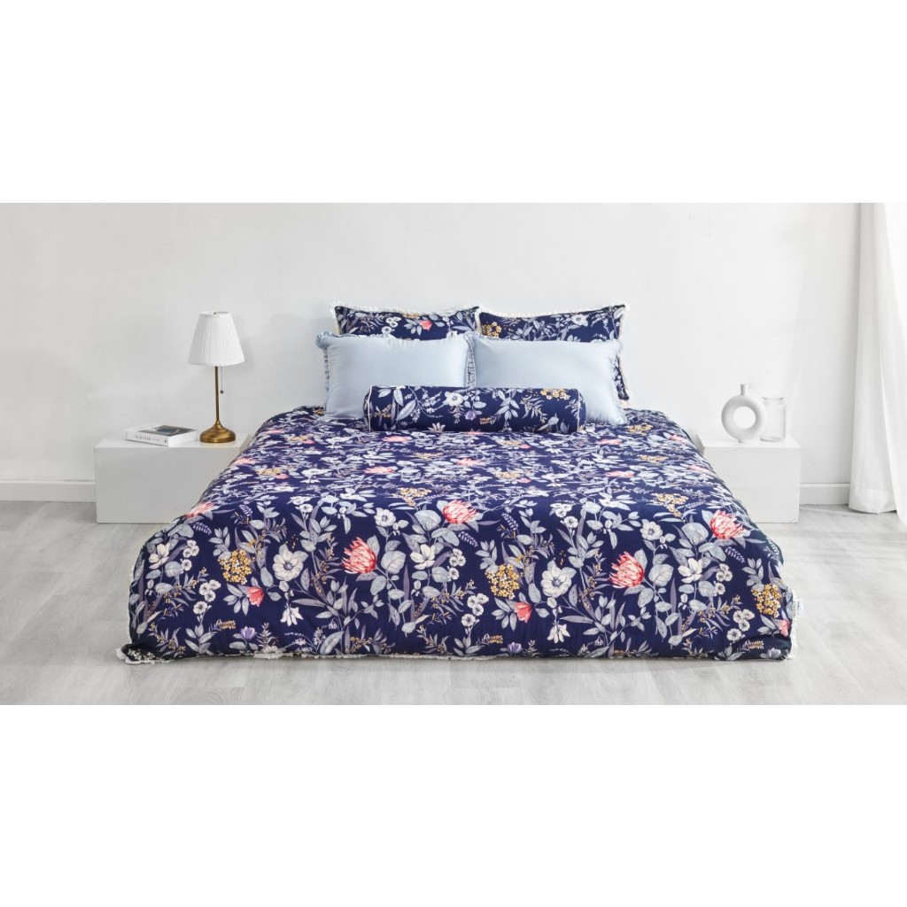 Bộ ga phủ, bộ ga chun trần Everon modal epm 21071 xanh than sale