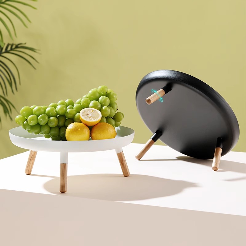 KHAY TRÀ/ ĐỂ HOA QUẢ CHÂN GỖ KM4064