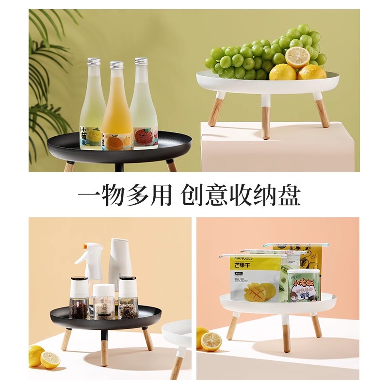 KHAY TRÀ/ ĐỂ HOA QUẢ CHÂN GỖ KM4064