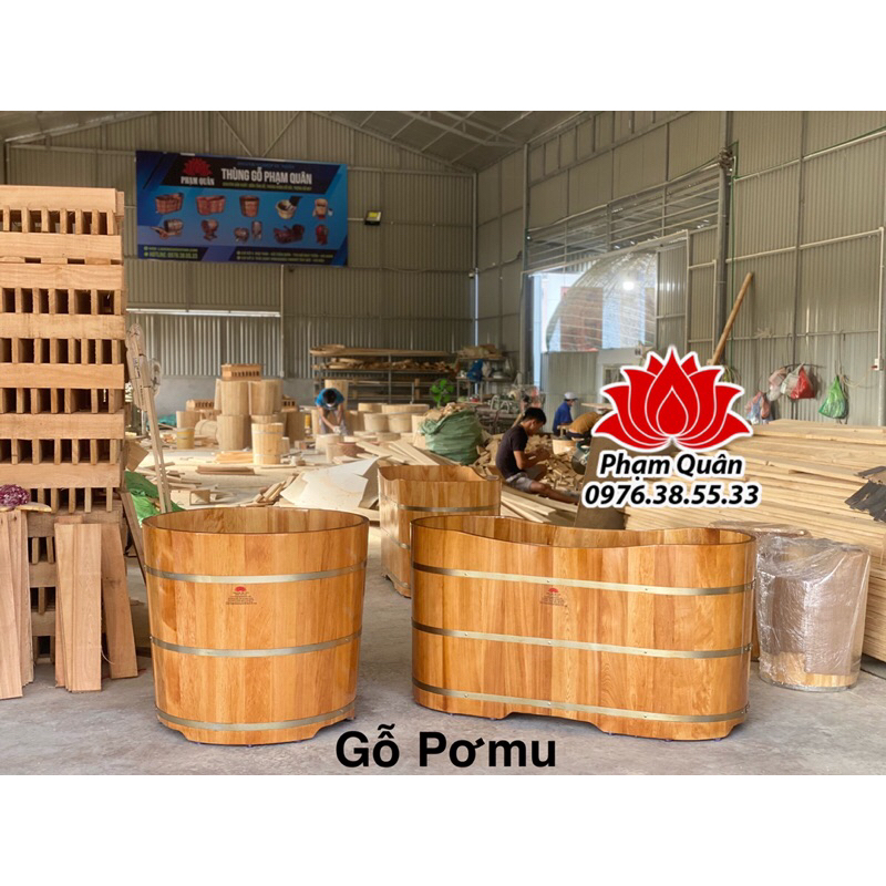 Bồn tắm dài gỗ Pơmu cao cấp nhiều tinh dầu và mùi thơm tự nhiên