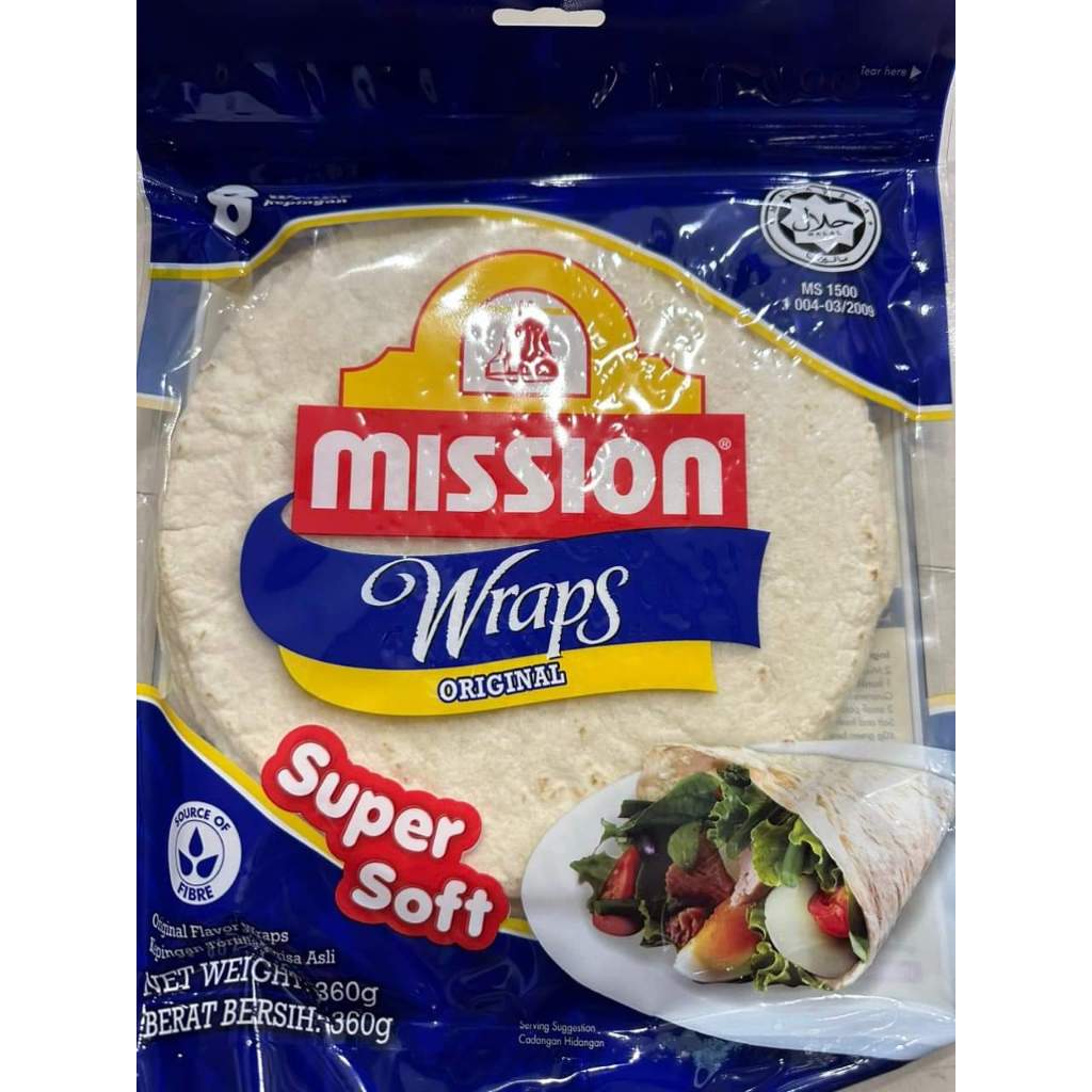 Nguyên thùng Vỏ bánh Roti Tortillas Wraps Mission 10 gói 360g