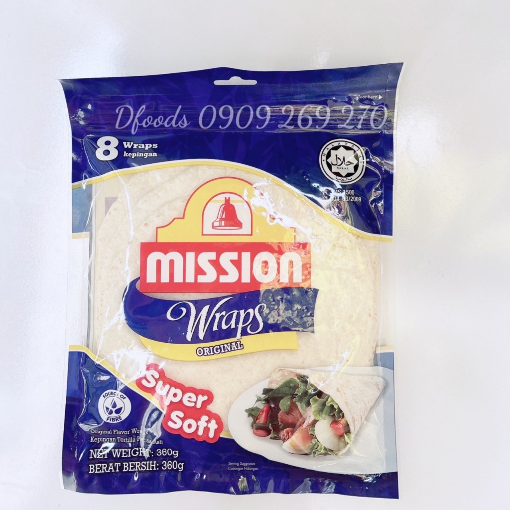 Nguyên thùng Vỏ bánh Roti Tortillas Wraps Mission 10 gói 360g