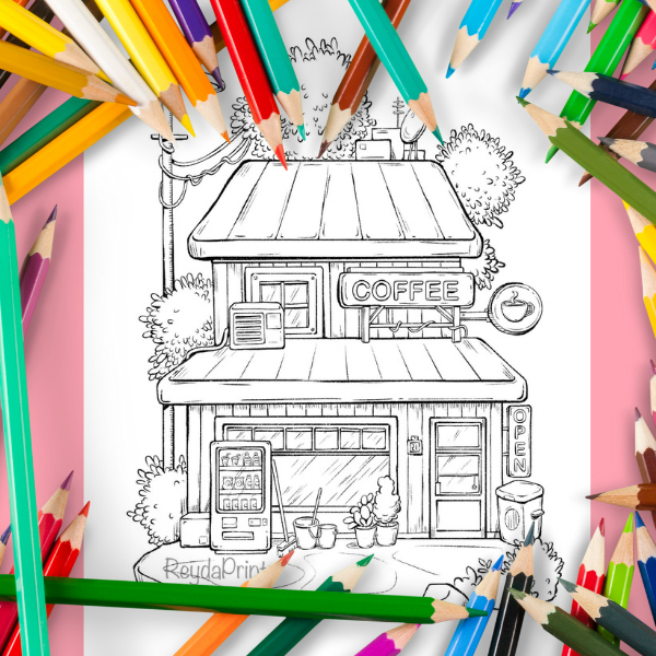 Tranh tô màu nôi thất ấm cúng A4, tranh tô màu giải trí cho học sinh sinh viên - Annika Design