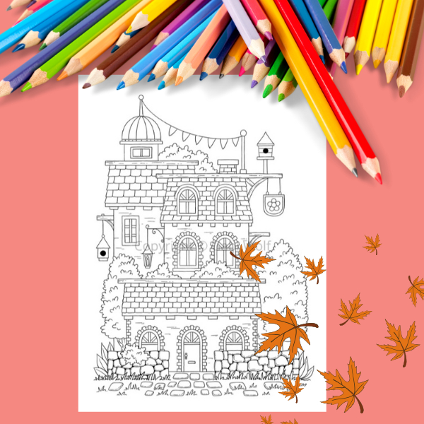 Tranh tô màu nôi thất ấm cúng A4, tranh tô màu giải trí cho học sinh sinh viên - Annika Design