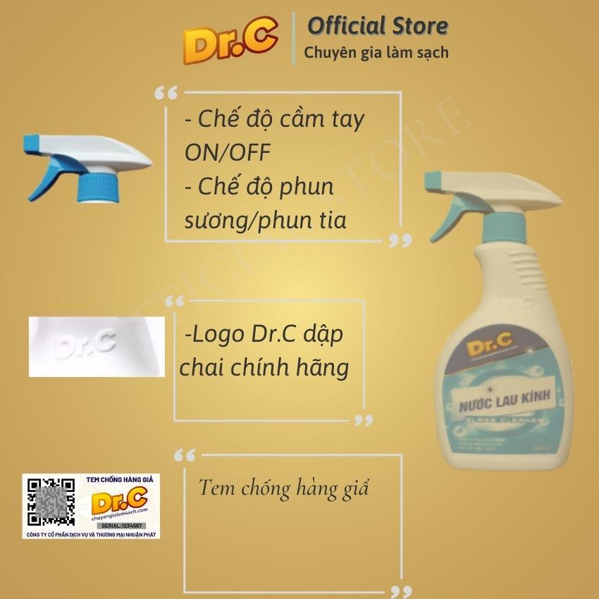 Nước lau kính siêu sạch, làm sáng bóng các bề mặt kính, ngăn đọng hơi nước,  Dr.C ,Chính hãng, chai 500 ml