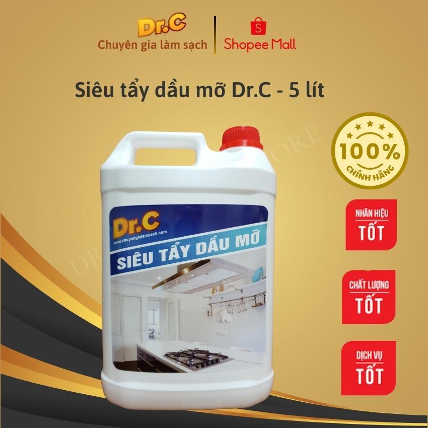 Siêu tẩy dầu mỡ Dr.C tẩy sạch lưới lọc hút mùi, mặt bếp ga, bếp từ, khu vực bếp,vật dụng nhà bếp, Chính Hãng, 5 Lít