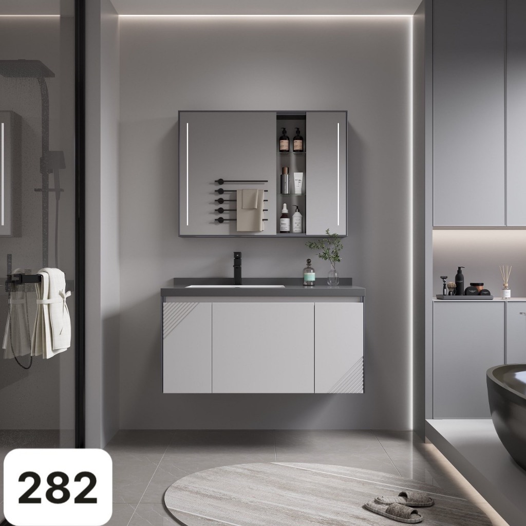 TỦ CHẬU LAVABO GƯƠNG LED PVC 282