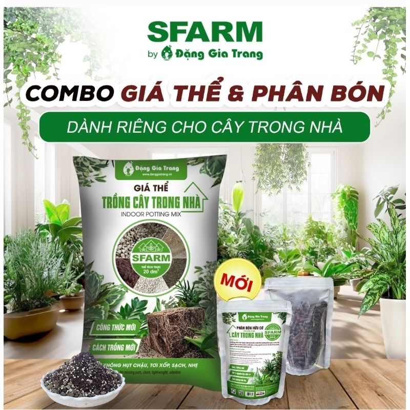 Giá thể trồng cây trong nhà SFARM công thức mới tơi xốp bao 20dm khoảng 8kg