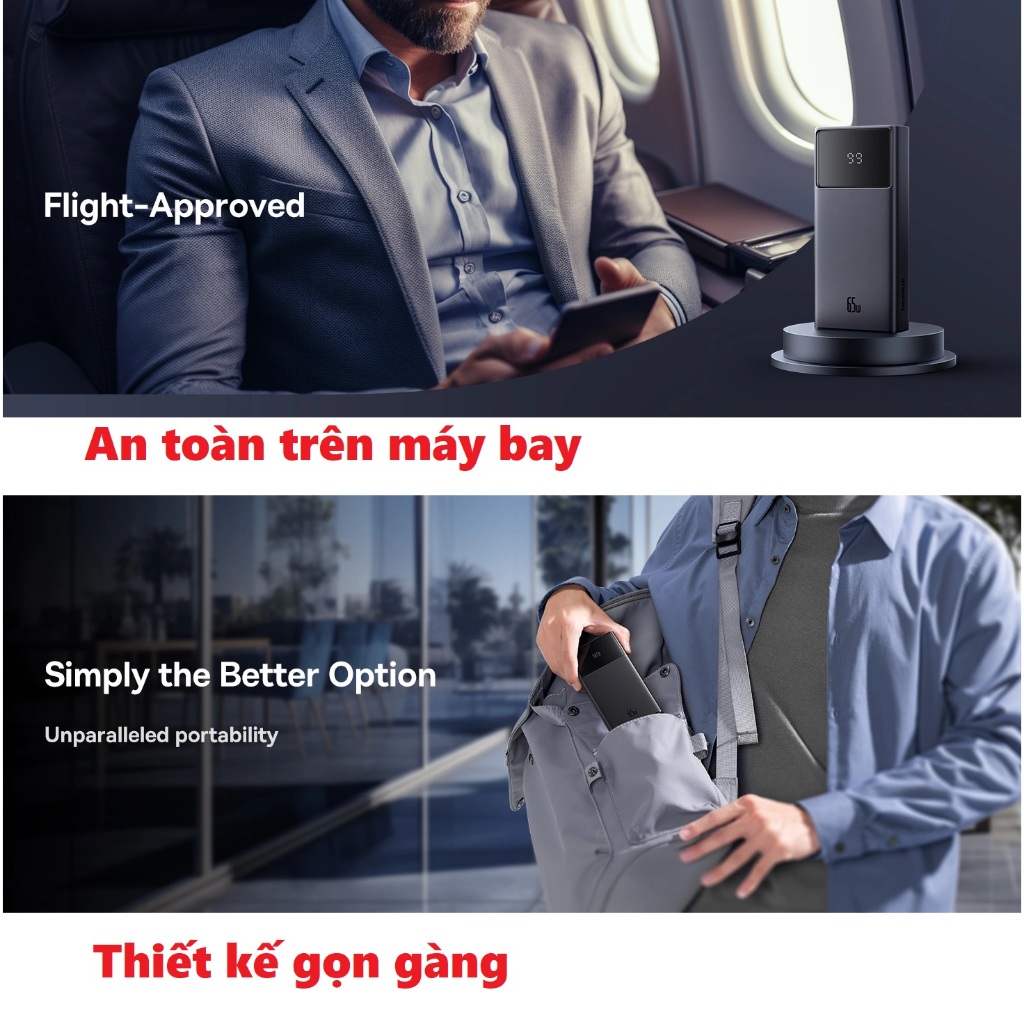 Pin dự phòng sạc nhanh 65W dung lượng 20.000mA cho laptop máy tính bảng Baseus Star lord PPXJ2065