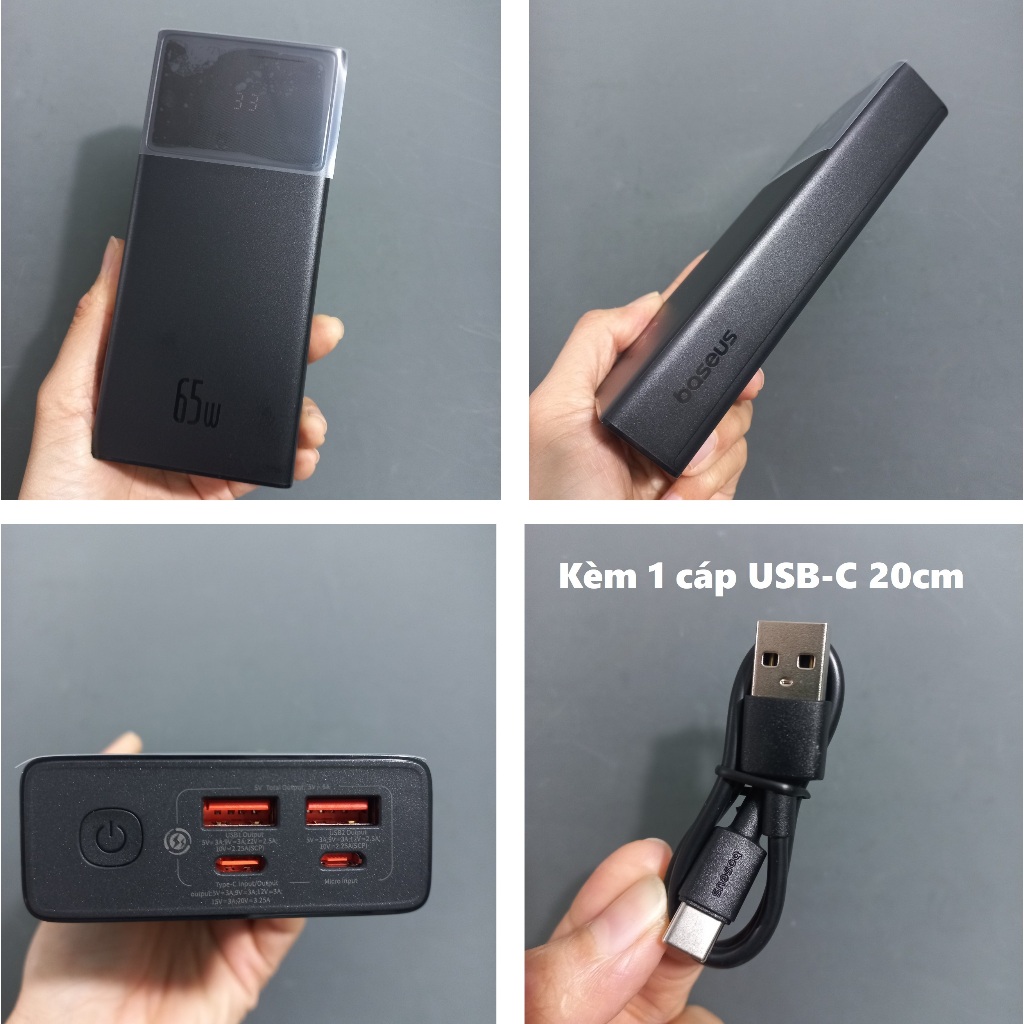 Pin dự phòng sạc nhanh 65W dung lượng 20.000mA cho laptop máy tính bảng Baseus Star lord PPXJ2065