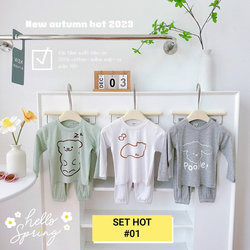 SET 3 BỘ TĂM XUẤT HÀN IN HÌNH CHO BÉ