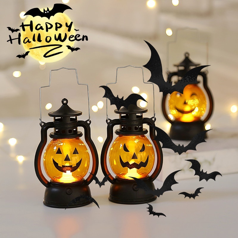 [HỎA TỐC] Đèn bí ngô trang trí lễ halloween dùng pin , đèn sáng rất xinh, phụ kiện halloween nhiều màu sắc Lala