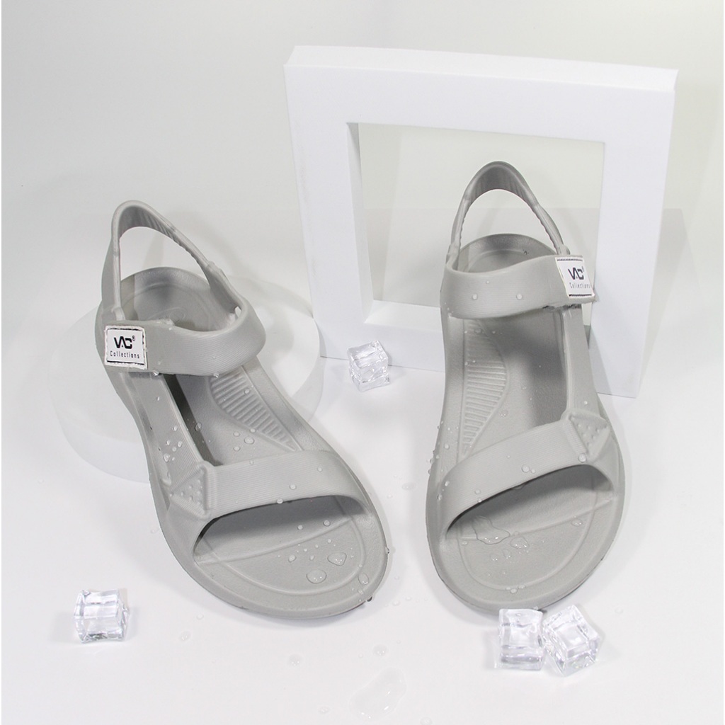 Dép sandal nam màu xám đi mưa nhựa EVA nguyên khối, dáng ôm chân hàng Việt Nam E191