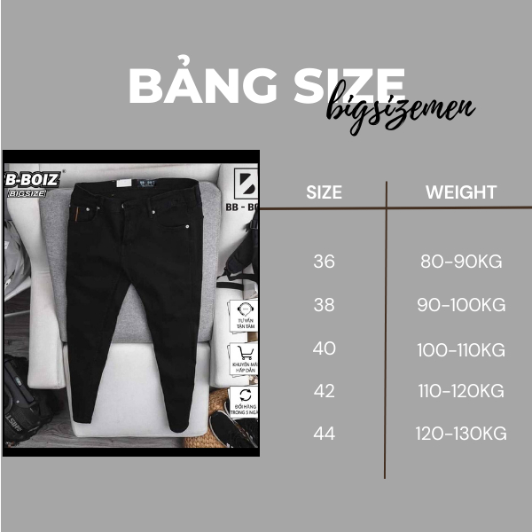 -  - Quần Jean Dài Nam Chất Jean Co Giãn 80 - 130kg - Mã 01/05/18/129/128/194/369/62/63/316/314