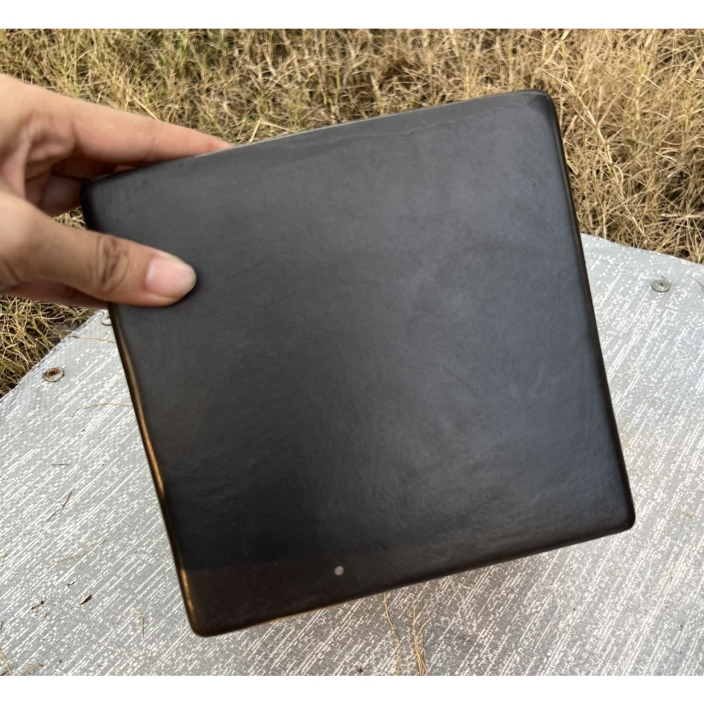 Chậu sứ vuông 2 size màu đen men nhám – 16x16 và 11.5x11.5cm -  Chậu hoa, cây kiểng - Hỗ trợ thay chậu khi mua cây