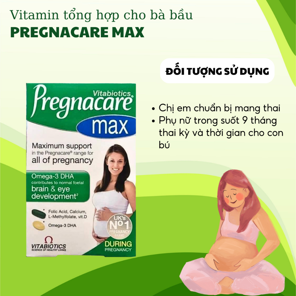 Vitamin tổng hợp cho mẹ bầu Pregnacare Max bổ sung dưỡng chất giúp mẹ khỏe mạnh, bé thông minh hộp 84 viên của Anh quốc