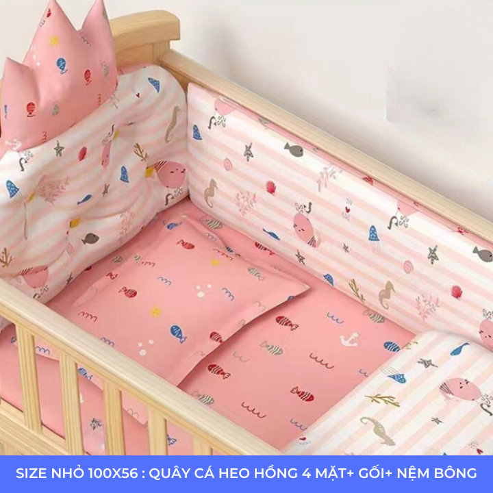 Bộ Quây Hoàng Gia Cao Cấp Gồm  Quây Nôi Em Bé kích thước 100x56 & 115x65