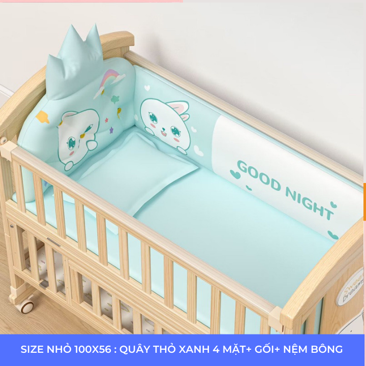 Bộ Quây Hoàng Gia Cao Cấp Gồm  Quây Nôi Em Bé kích thước 100x56 & 115x65