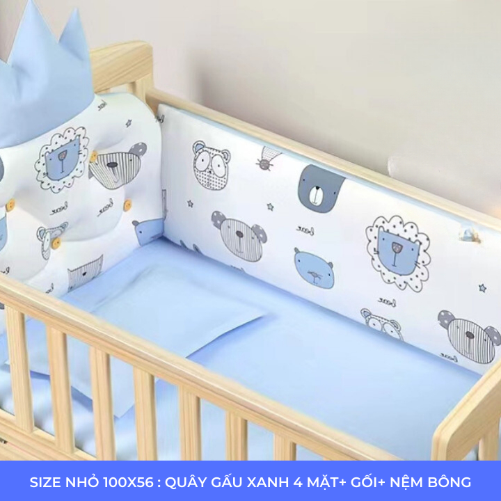 Bộ Quây Hoàng Gia Cao Cấp Gồm  Quây Nôi Em Bé kích thước 100x56 & 115x65