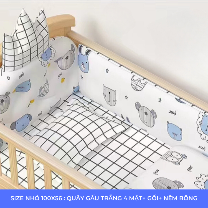 Bộ Quây Hoàng Gia Cao Cấp Gồm  Quây Nôi Em Bé kích thước 100x56 & 115x65