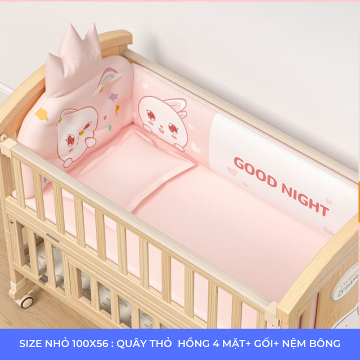 Bộ Quây Hoàng Gia Cao Cấp Gồm  Quây Nôi Em Bé kích thước 100x56 & 115x65