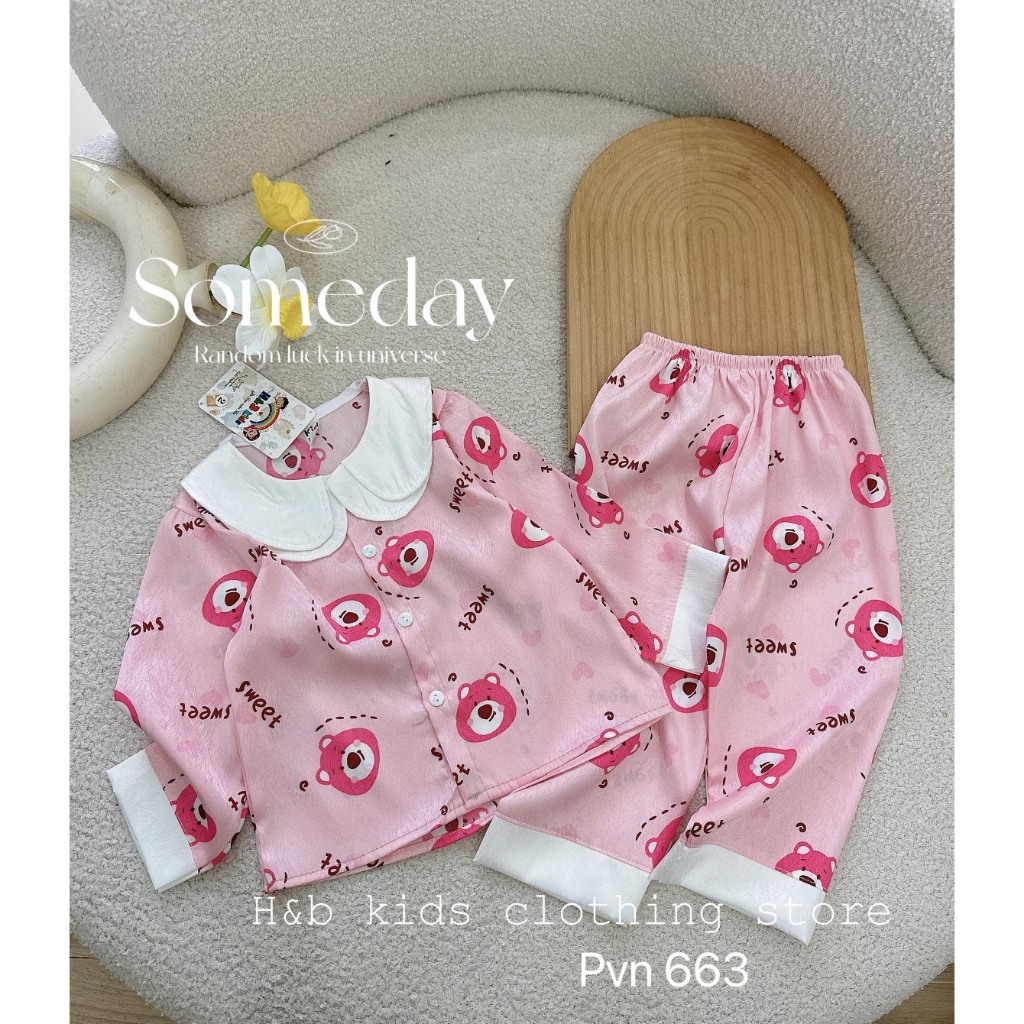 Bộ Pijama cho bé gái , set bộ quần áo thu đông lụa xước siêu mát và đáng yêu cho bé gái