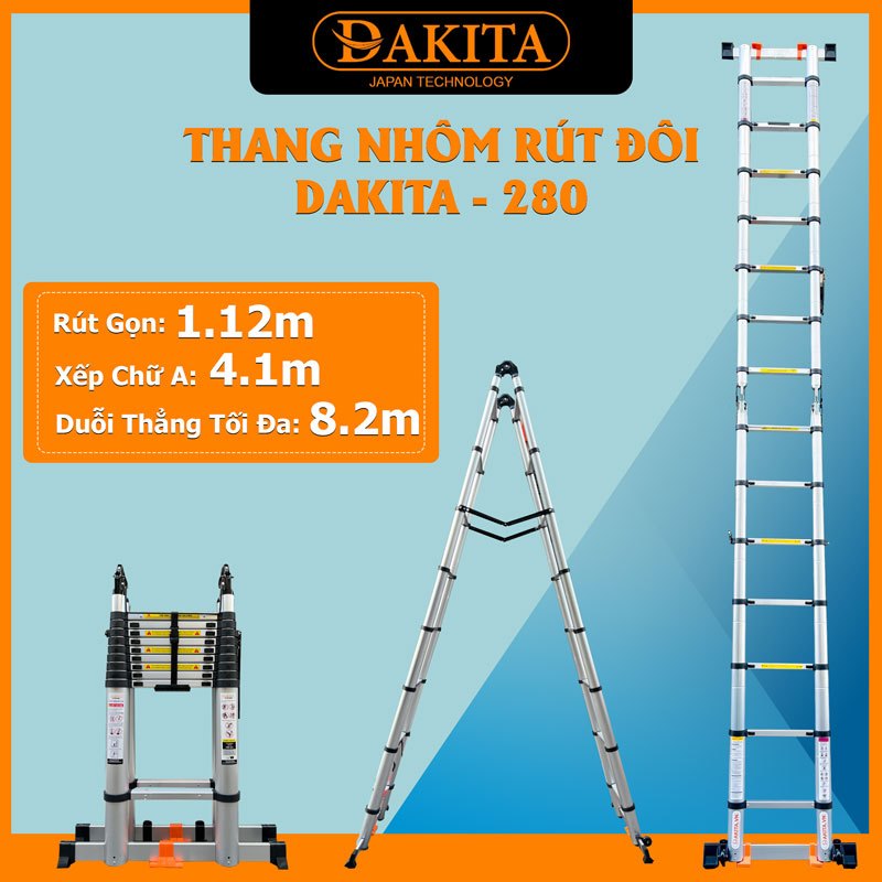 Thang rút NHÔM đôi chữ A DAKITA DKT-280