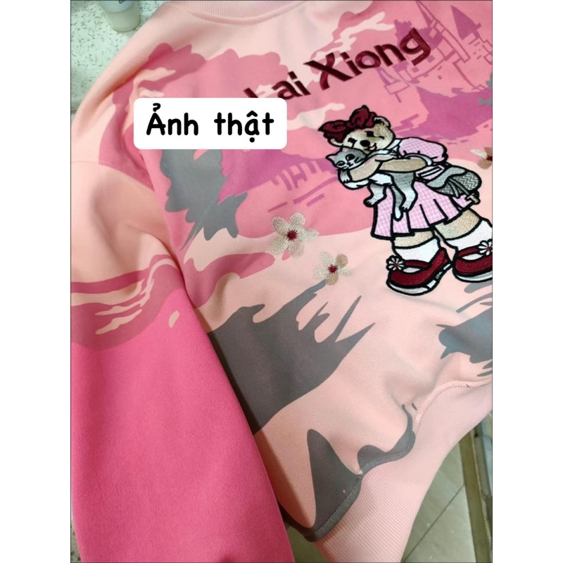 Áo nỉ hồng trẻ trung, năng động hàng nội địa Trung