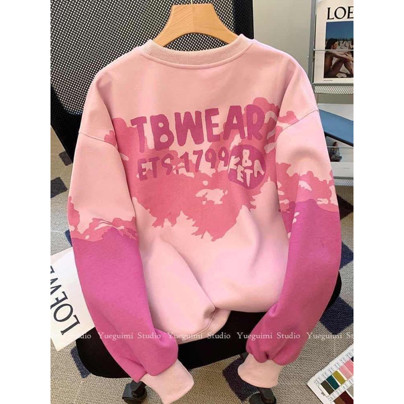 Áo nỉ hồng trẻ trung, năng động hàng nội địa Trung