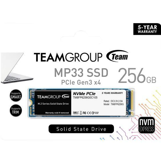 Ổ cứng máy tính SSD TEAMGROUP MP33 M.2 PCIe Gen3x4 256GB / 512GB / 1TB - Chính hãng