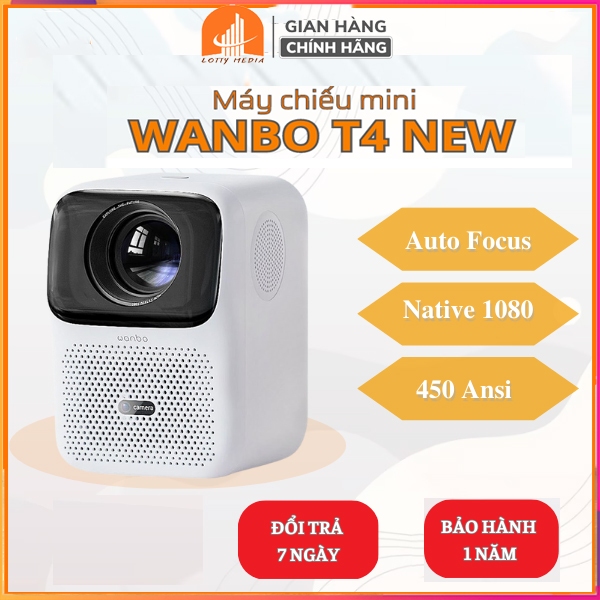 Máy chiếu mini không dây Kaw Wanbo-T4 Tự động lấy nét  - BH Chính hãng