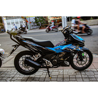 Tem rời dán xe winner x v2 mẫu tem lửa trắng dán xe dàn áo xanh đen