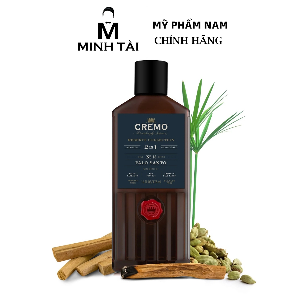 Dầu gội xả 2 trong 1 Cremo Reserve Collection No18 Palo Santo 2-in-1 Shampoo & Conditioner 473ml