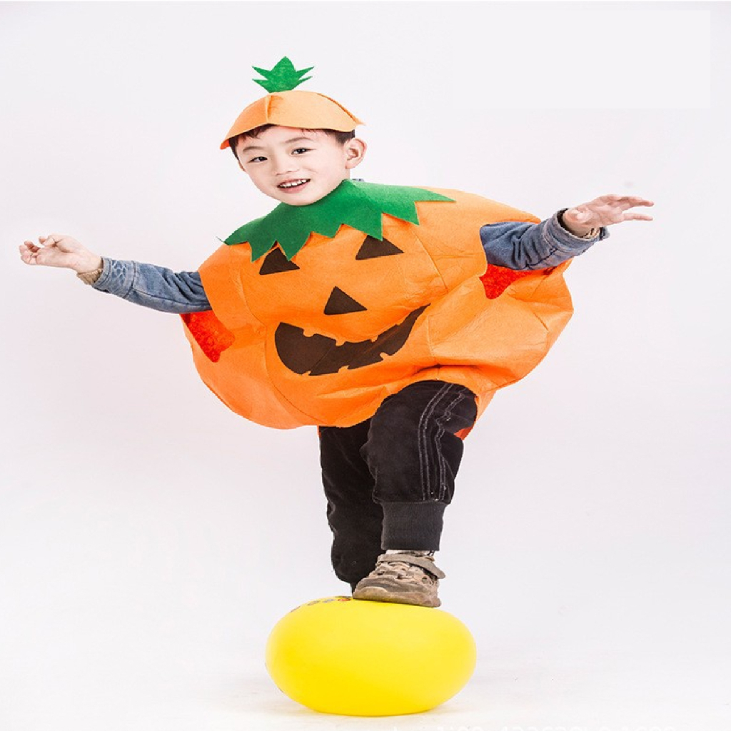 Bộ Áo Bí Ngô Kèm Mũ Hóa Trang Halloween Đủ Size Cho Bé Trai Bé Gái Người Lớn