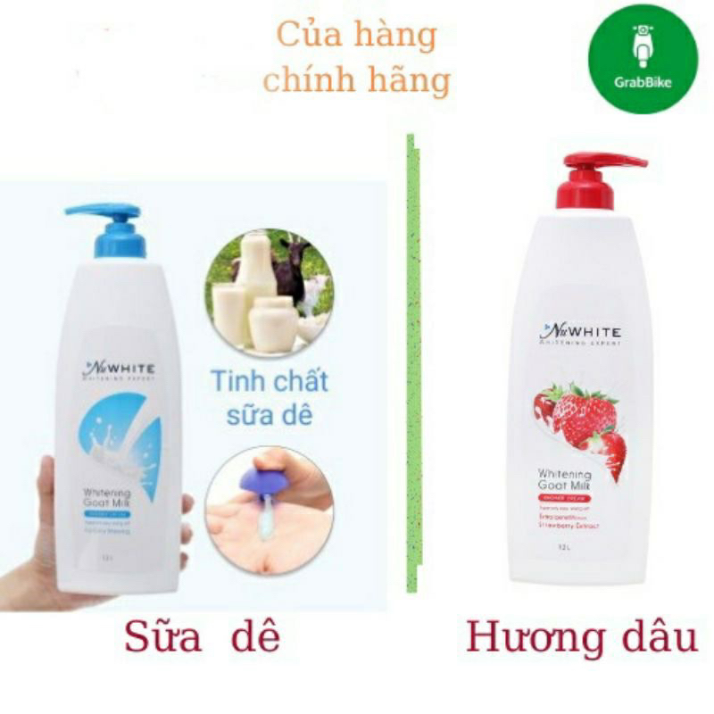 Sữa tắm dưỡng trắng da Nuwhite 1.2l hương dâu/ sữa