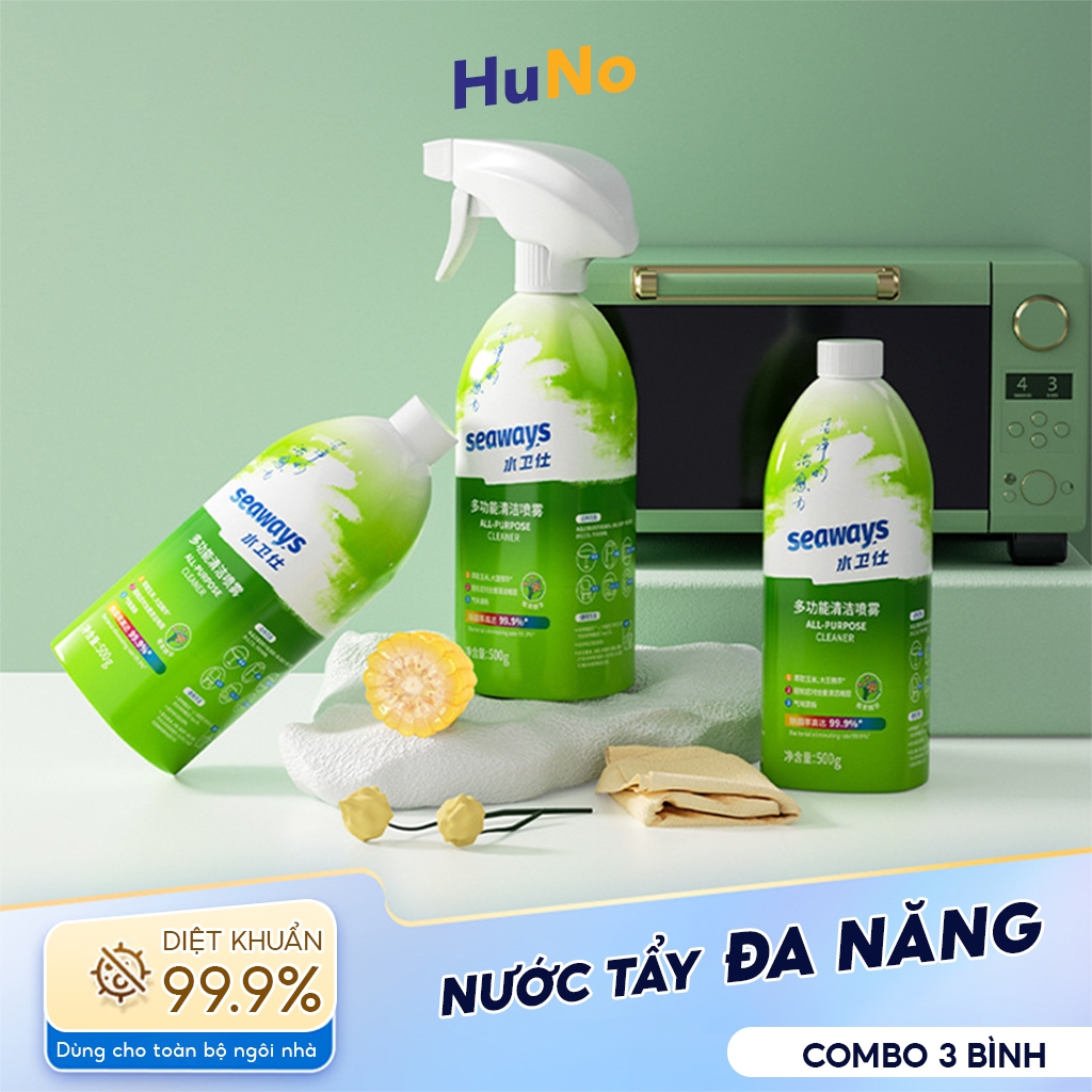 COMBO 3 Chai Vệ Sinh Nhà Cửa, Tẩy Dầu Mỡ, Cặn Canxi, vệ sinh tủ lạnh, nội thất ô tô, nền nhà, ghế sofa Seaway NTT2