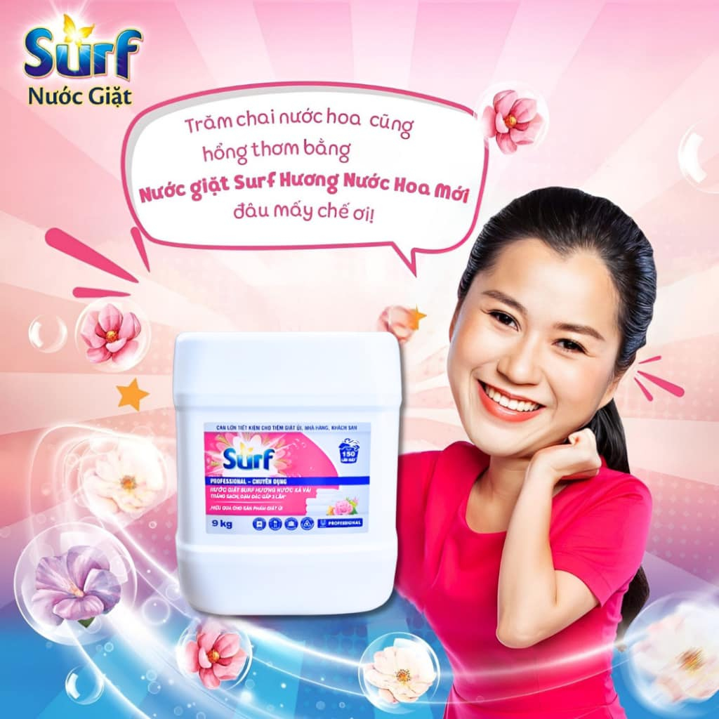 Nước giặt Surf đậm đặc 9kg hương hoa cỏ diệu kì