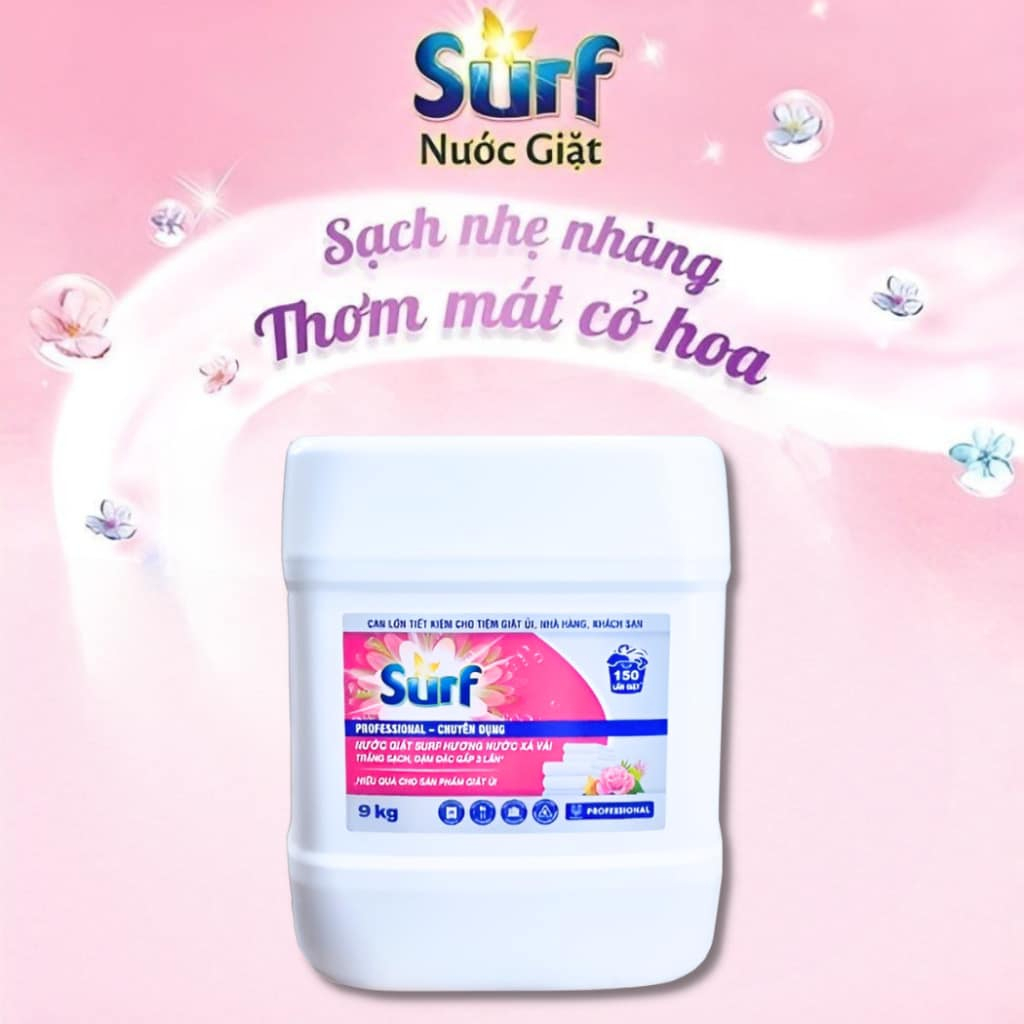 Nước giặt Surf đậm đặc 9kg hương hoa cỏ diệu kì