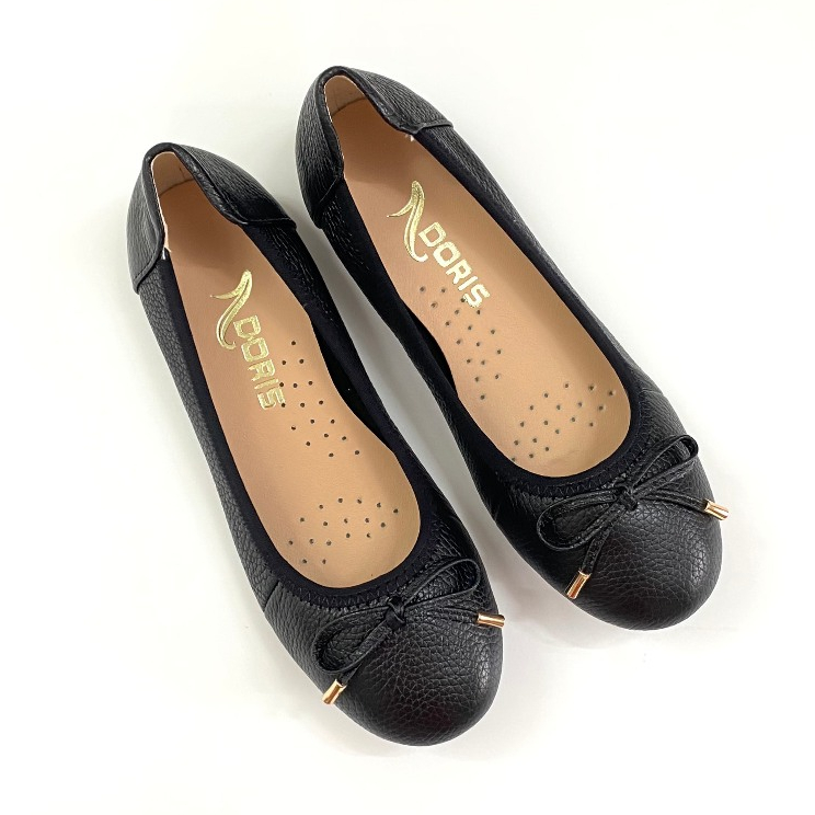 Giày búp bê nữ 007 da thật mũi tròn gắn nơ nhỏ - CÓ BẢO HÀNH