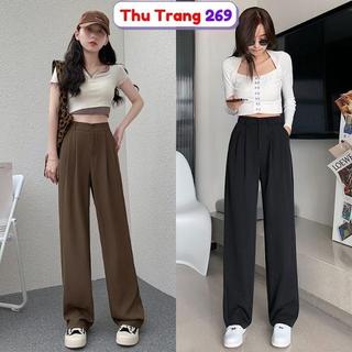 Quần ống suông nữ cạp cao, quần ống rộng culottes lưng thun vải Ruby HT70