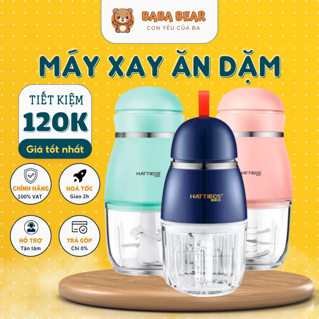 Máy xay ăn dặm cho bé Hattiecs 6-8 lưỡi dao dung tích 0