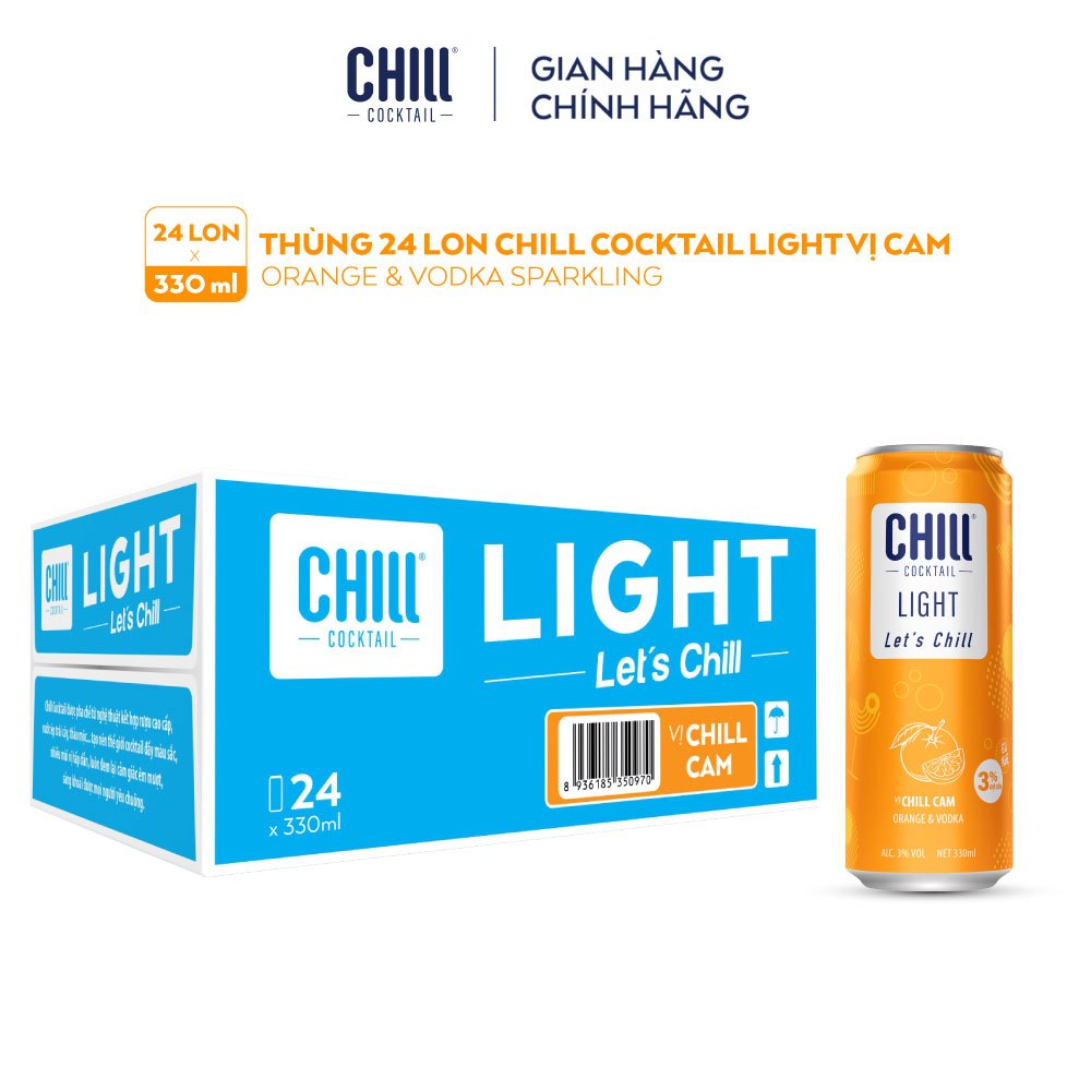 Thùng 24 lon Chill Cocktail vị Cam 330ml/lon