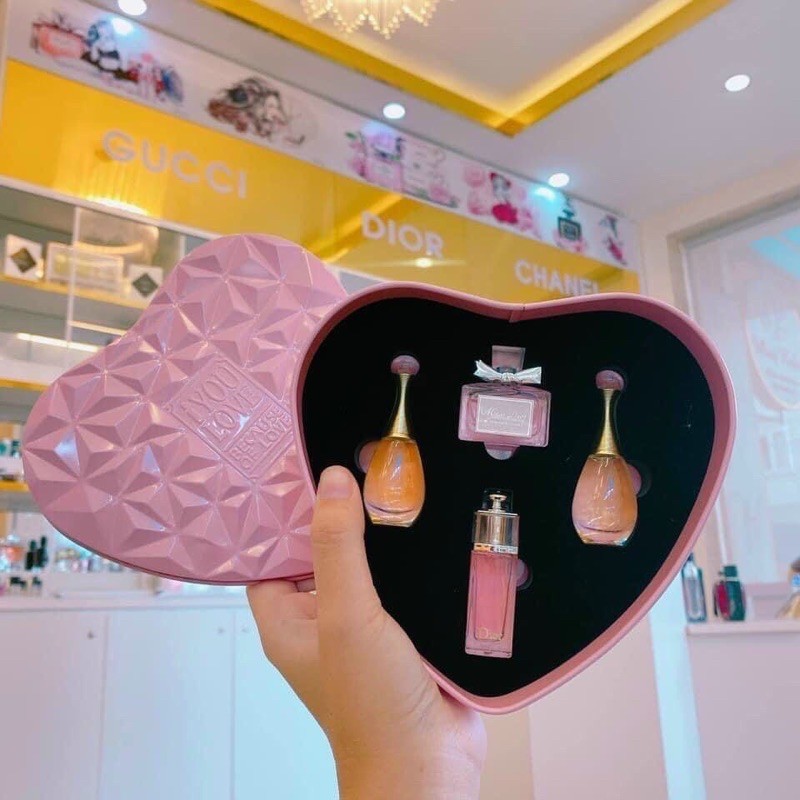 Set nước hoa trái tim Dior - Dior I Love You Because Of Love 4 PCS, set 4 chai nước hoa Dior Trái Tim