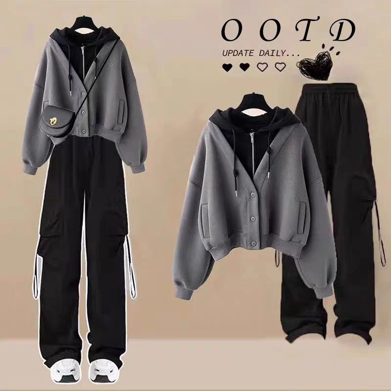 Set đồ Áo Hoodie + quâng rộng ống suông nữ