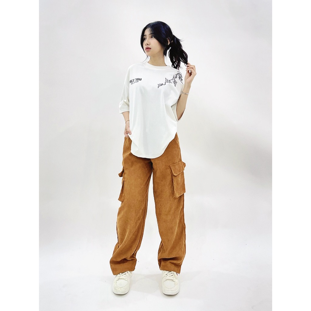 Quần nhung gân túi hộp dây rút lưng thun form rộng NAM NỮ_ Unisex_2022