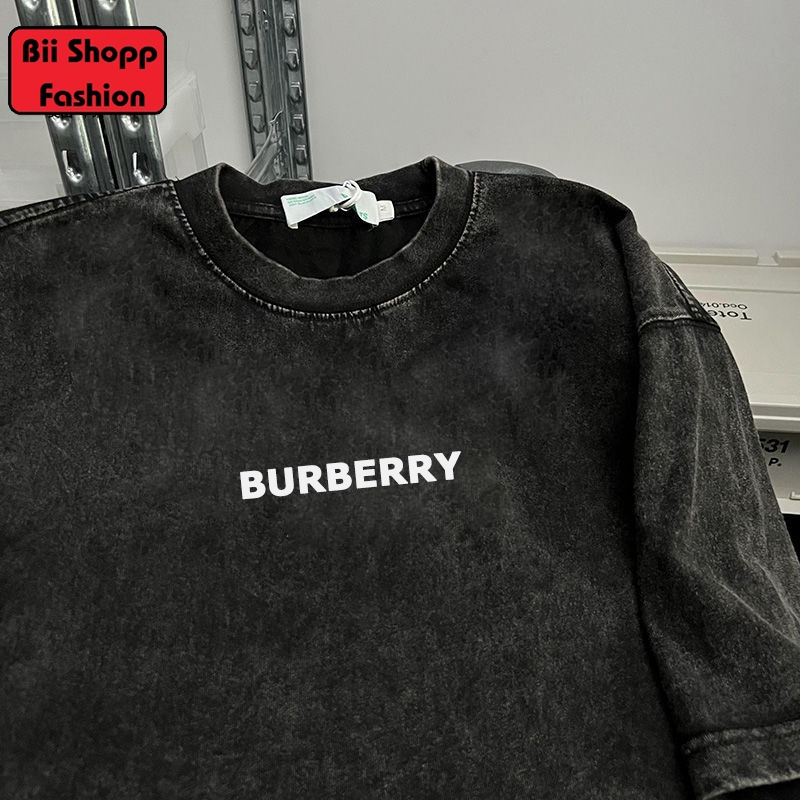 Áo thun Loang Burberry unisex Local brand - Áo phông wash đen Ullzang tay lỡ nam nữ 100% Cotton.