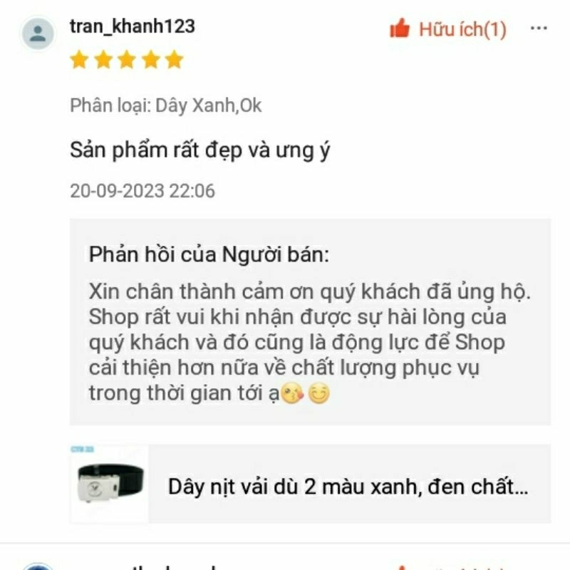 Thắt lưng vải dù 2 màu bền đẹp theo thời gian