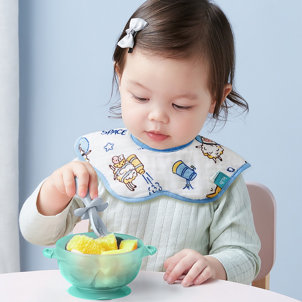 Yếm vải tròn cotton tự nhiên 6 lớp chống thấm ra áo của KUB